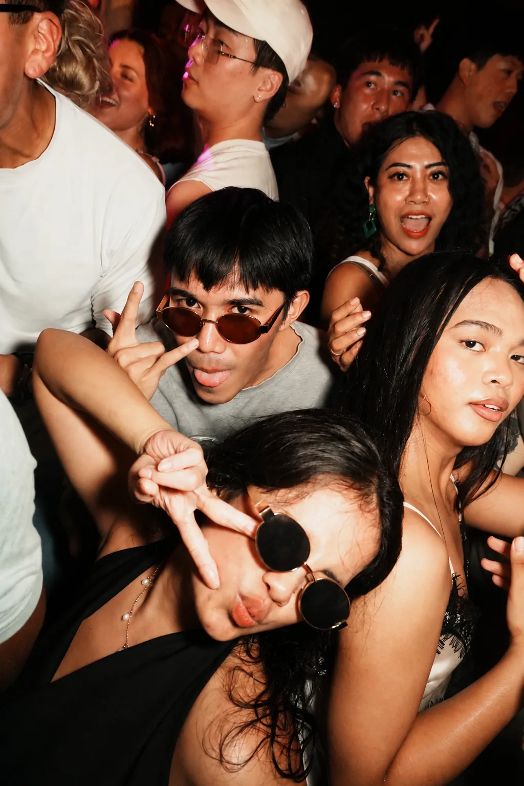 Guests posing together during a night out